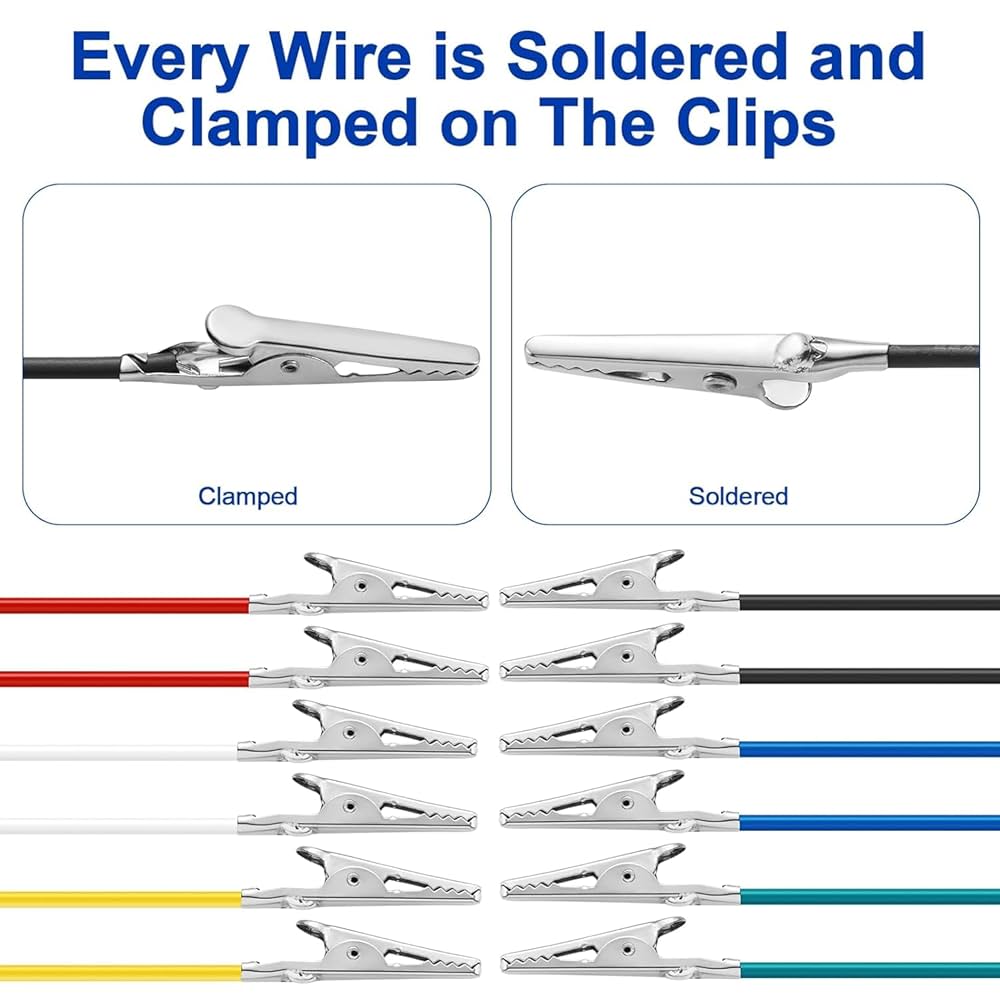 5色　30本セットテスターワイヤー 50cmダブルエンド電気テスト用ケーブル YFFSFDC 5色30本セットテスターワイヤー 50cmりワニ口クリップ